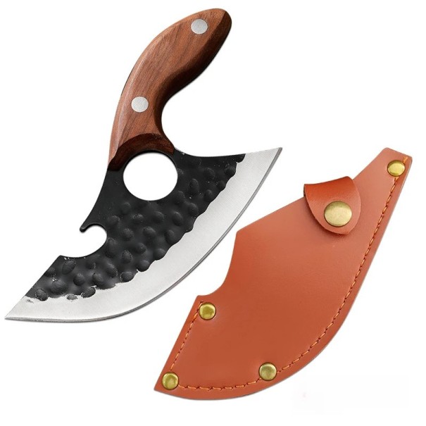 Hand-Forged Kitchen Machete Sever 16 cm Butcher's Boning Knife with Replaceable Blade and Walnut Handle Small Chopper for the Kitchen 1