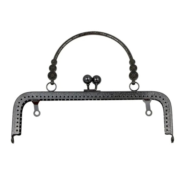 Handbag Frame 20 cm Metal Frame with Handle Handbag Holder Clasp Frame for Bag Making Component for Sewing and Handmade Bag Production black