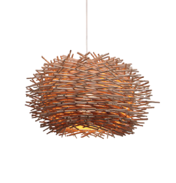 Handgefertigte Rattan-Pendelleuchte, Bambus-Deckenlampe mit Hängedraht, 120 cm, natürlicher, moderner Hängeleuchter, 30 x 18 cm 1