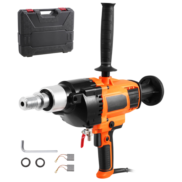 Handgeführte elektrische Kernbohrmaschine 2600W Bohrdurchmesser 20–180mm mit stufenloser Regelung 0–1500 U/min UNC 1 1/4-7 orange für Bauarbeiten