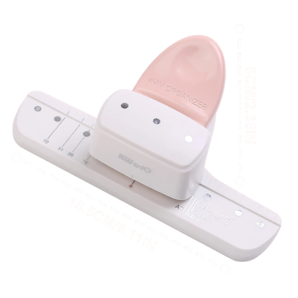 Handheld Paper Punch 16 x 9.2 x 6 cm Adjustable Hole Spacing Tool for Binding Notebooks, Diaries and Notepads pink