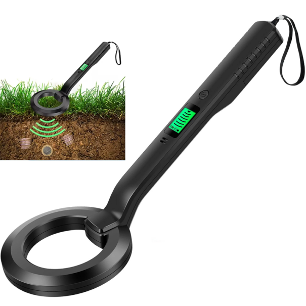 Håndholdt metaldetektor IP66 Længde 40 cm Detektionsspole 14 cm Bærbar metalgenstandssøger med 9V batteri 1