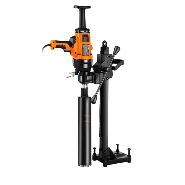 Handkernbohrmaschine 2000W mit Ständer, Bohrdurchmesser 20–160 mm, Drehzahlen 0–1800 U/min, nasses und trockenes Bohren, orange-schwarz