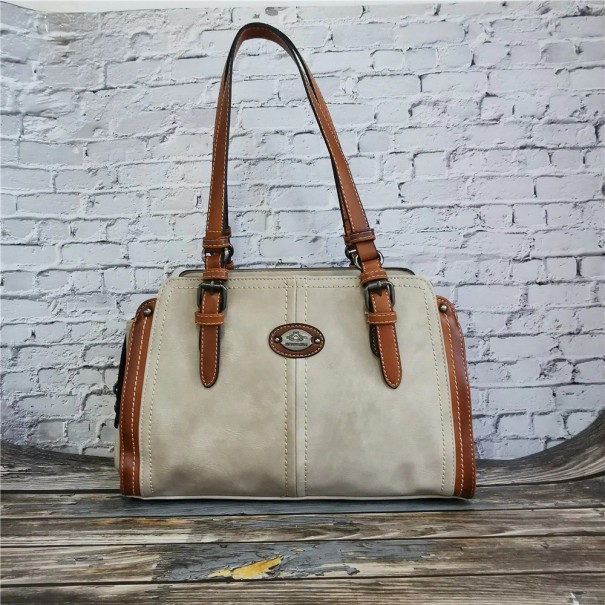 Handväska i läder för kvinnor M908 beige