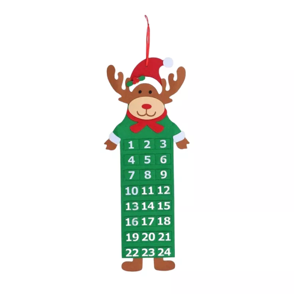 Hängande adventskalender 79 x 21 cm grön