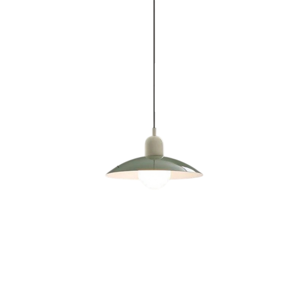 Hängelampe mit grünem Platten-Schirm Durchmesser 32 cm Höhe 22 cm Kabel 120 cm Metall Fassung E27 für Küche und Wohnzimmer