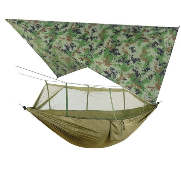 Hängematte mit Regenschutz P3744 armeegrün