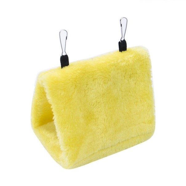 Hangend pluchen bed voor de kooi geel