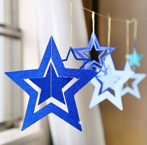 Hangende decoratie met sterren blauw