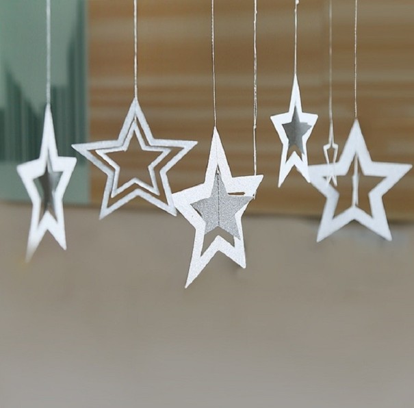 Hangende decoratie met sterren zilver
