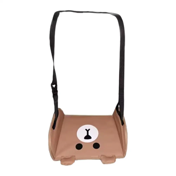 Hängende Fußstütze für Kinder im Auto 46 x 24,5 cm Braun mit Bärenmotiv Höhenverstellbar Bequeme Reisefußablage 1