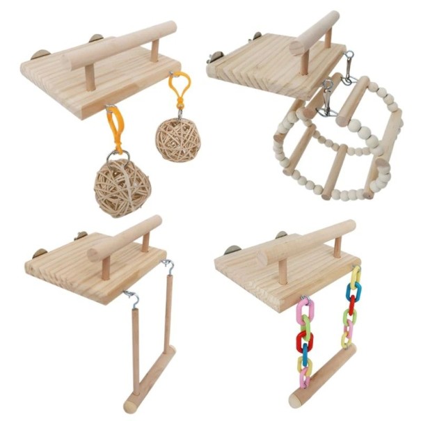 Hangende houten vogelstok