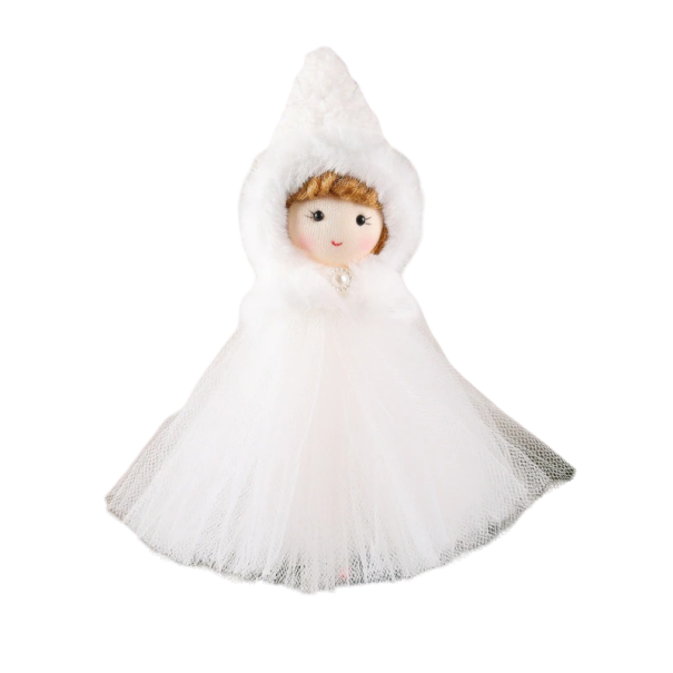 Hangende kerstversiering 16 x 11 cm wit