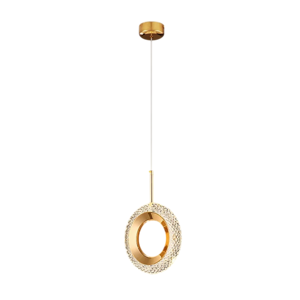 Hängende LED-Leuchte in Form eines Rings aus Metall und Acryl, warmweiß, 20 x 31 cm, Abhängung bis 2 m, für das Schlafzimmer oder über den Esstisch