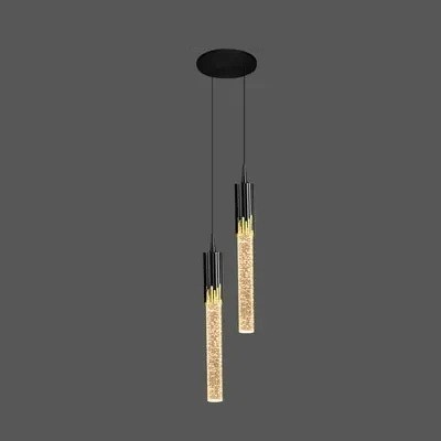 Hängende LED-Leuchte mit 2 Acrylrohren und Blaseneffekt im Nordic-Stil, 6 W, Durchmesser Rohr 3,5 cm, für Schlafzimmer oder Esszimmer schwarz