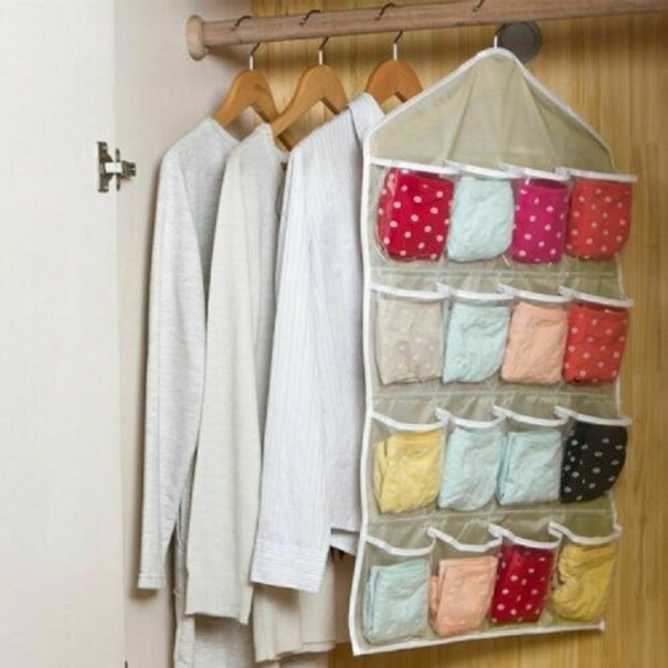 Hangende ondergoed organizer beige