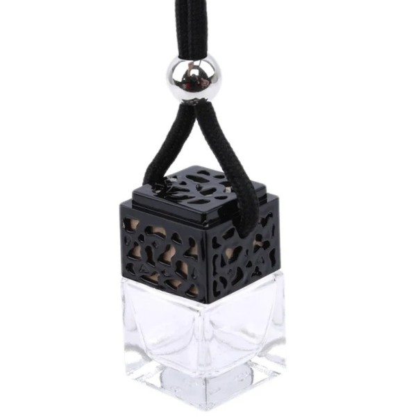 Hängender Auto-Lufterfrischer, Glas-Duftflasche, ätherische Öle, Aromaflasche, Spiegeldekoration, Autoinnenraum schwarz