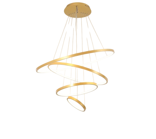Hängender LED-Kronleuchter mit 4 Ringen Moderne Designleuchte 100W Kaltweißes Licht 249-2000 lm Einstellbare Zusammensetzung Beleuchtung 20-30 m² 90-260V golden