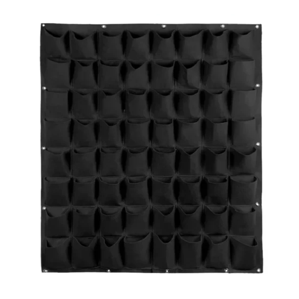 Hanging Herb Planter 100 x 100 cm 64 Pockets Fabric Vertical Planter Garden Wall Organiser for Growing Vegetables and Flowers black