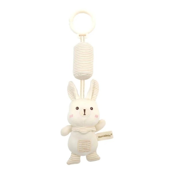 Hanging Rattle for Babies 33 x 10 cm Rabbit with Hanging Loop Soft Toy for Pushchair and Cot Gentle Rattling for Sensory Development 1
