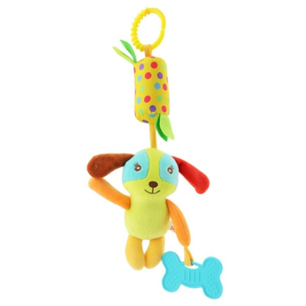 Hanging Toy for Babies Dog with Teething Ring in the Shape of a Bone for Crib or Pushchair 1