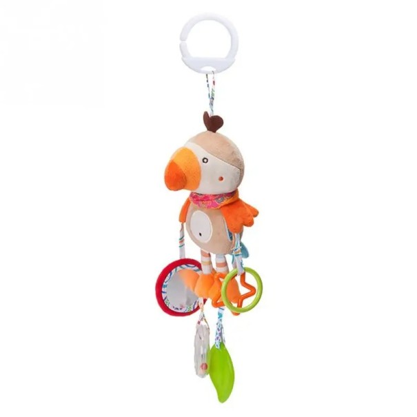 Hanging Toy for Babies Parrot with Teething Rings, Mirror and Hanging Ring for Pram or Cot 1