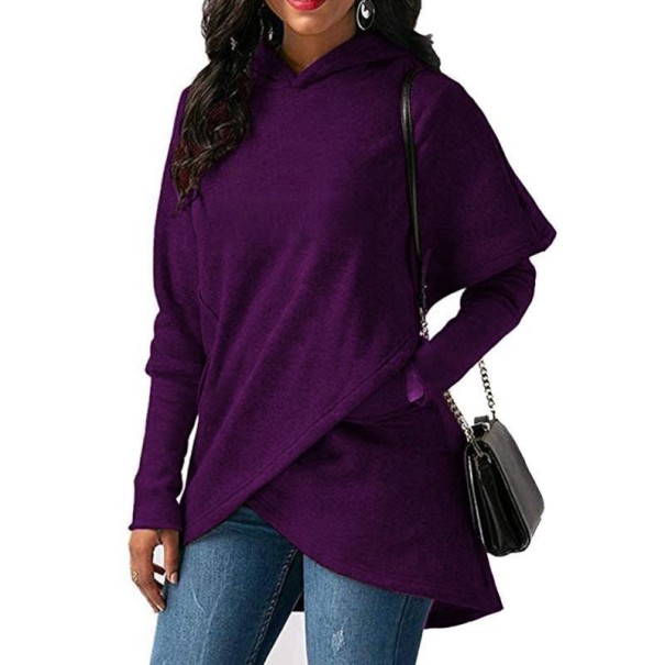 Hanorac asimetric pentru femei violet 3XL