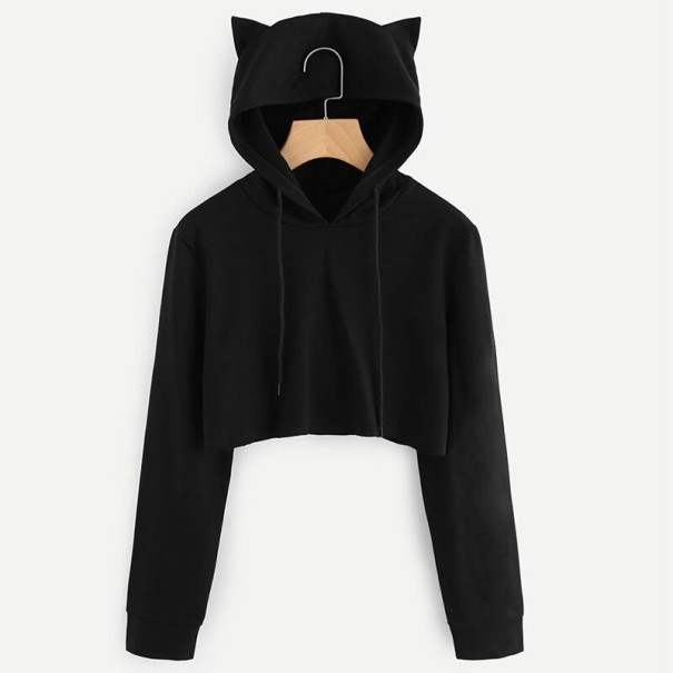 Hanorac de damă cu urechi P1694 negru L