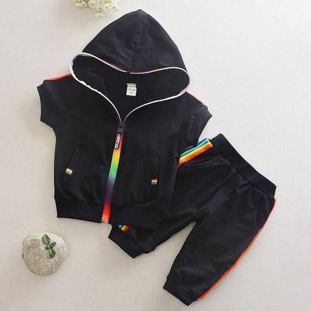Hanorac pentru copii cu mâneci scurte și pantaloni negru 4