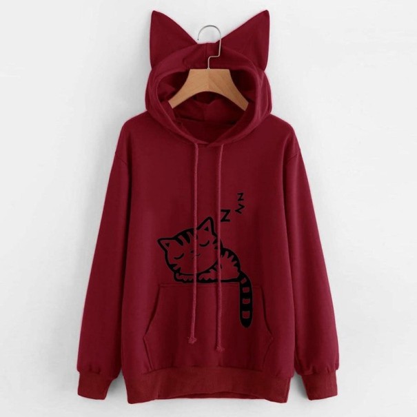 Hanorac pentru pisici pentru femei B22 burgundy XL