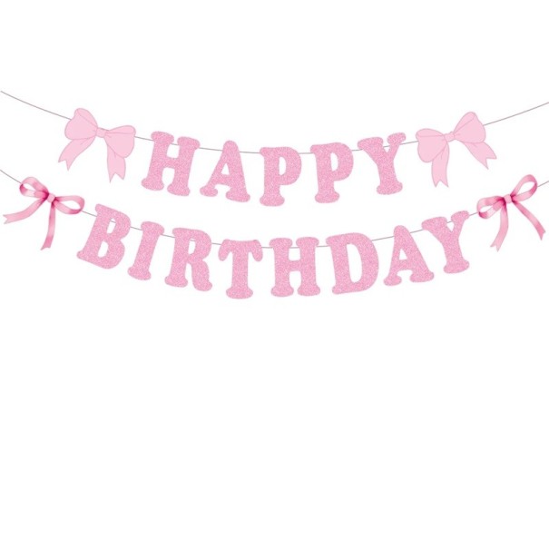 Happy Birthday girlanda 18 x 15 x 0,5 cm Rózsaszín születésnapi banner dekoráció az ünnepléshez party díszítés a helyiségben 1