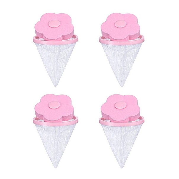 Hår- og fnugopsamler til vaskemaskine, 4 stk. rosa