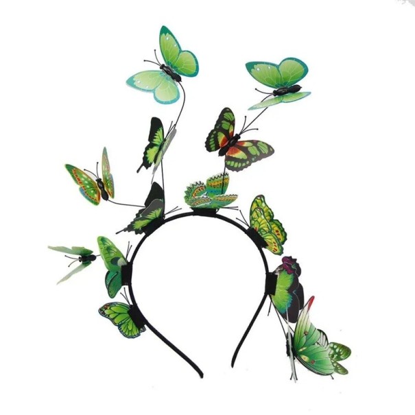 Hårband med fjärilar Universell storlek Dekorativt hårband Romantisk flick- och damhårprydnad Stilig modeaccessoar grön
