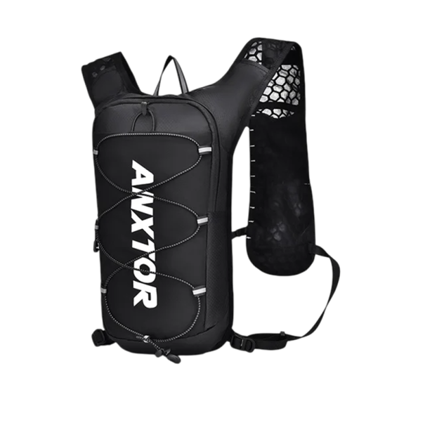 Hardlooprugzak 5L ultralicht unisex hydratatievest voor marathon, hardlopen, wandelen en fietsen met reflecterende elementen en flesvakken zwart