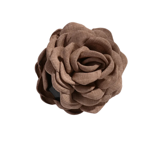 Hårklips 9 x 9 cm Blomsterdekoreret hårklips med tekstilblomst Plastisk hårspænde Damehårtilbehør brun