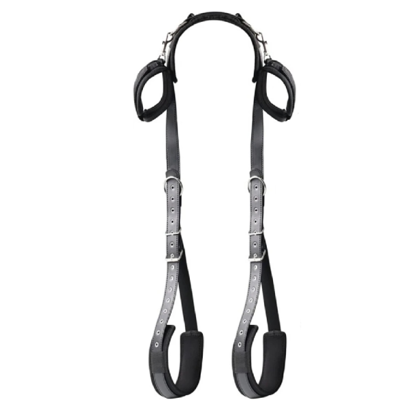 Harnais en cuir avec œillets pour les jambes et menottes en une seule pièce, rembourrage doux, fermeture réglable, emballage discret 1