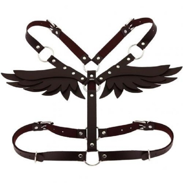 Harnais féminin avec ailes marron foncé