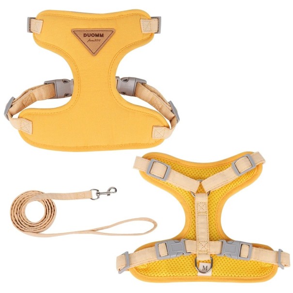 Harnais réglable pour chats et petits chiens 7–10 kg M Harnais extérieur respirant avec maille et laisse Ensemble confortable jaune