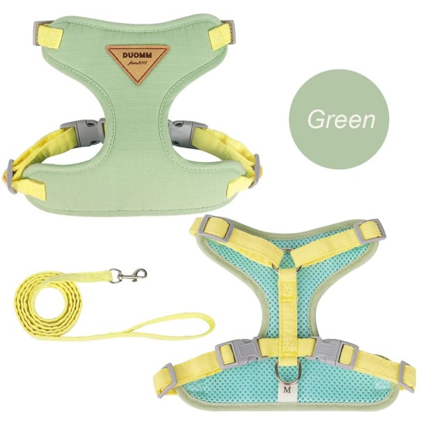 Harnais réglable pour chats et petits chiens M Harnais extérieur respirant avec filet et laisse Ensemble confortable vert
