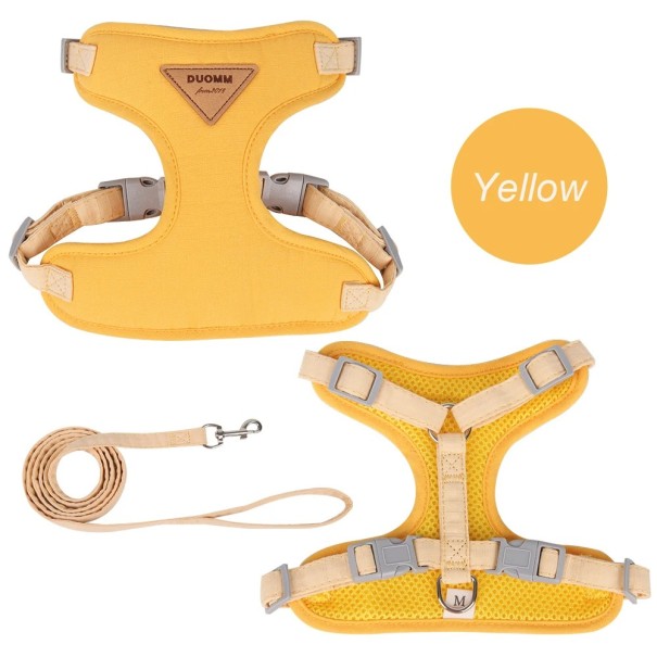 Harnais réglable pour chats et petits chiens XS Harnais respirant en maille avec laisse Ensemble confortable pour l'extérieur jaune