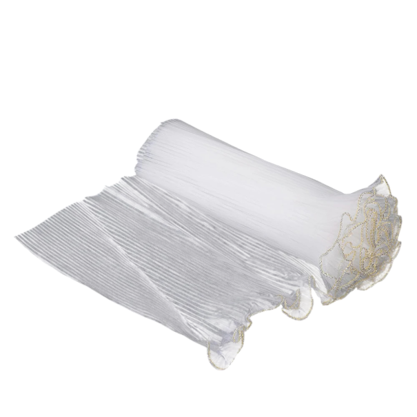 Hârtie decorativă 4 m x 28 cm Plasă ondulată pentru decorare Ambalare flori Creare creativă cu margine aurie alb