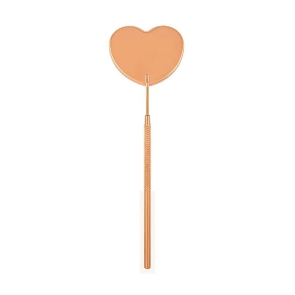 Hartvormig verlengspiegel 13,8 x 4,5 x 5,7 cm van roestvrij staal Cosmetische spiegel voor make-up en wimpercontrole Professioneel instrument roségoud
