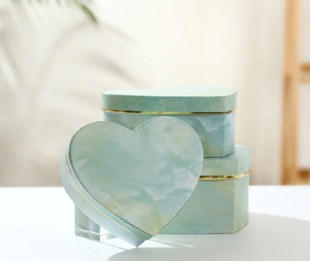 Hartvormige geschenkdoos 3 stuks turquoise
