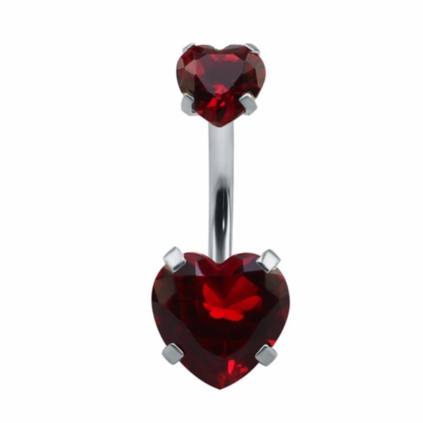 Hartvormige navelpiercing rood