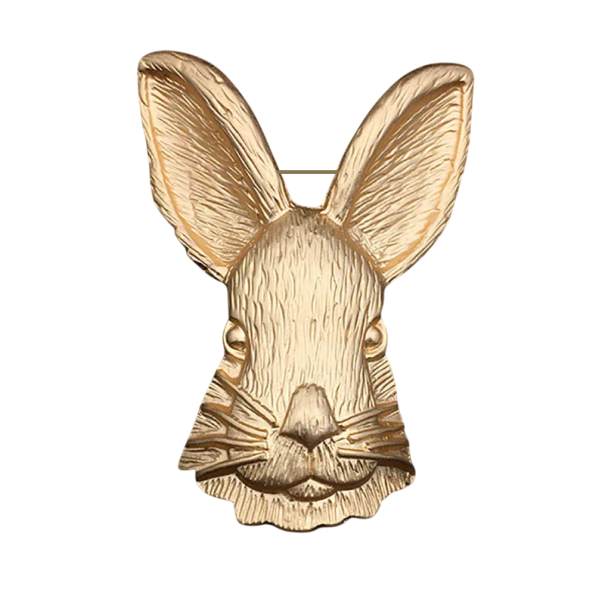 Hase Brosche realistische Kopf Pin Abzeichen metallisch goldendesign tierisches Motiv Bekleidungszubehör Rucksack Revers Schmuck mit Hase 1