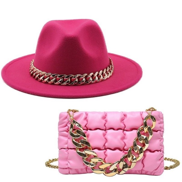 Hatt och handväska set rosa