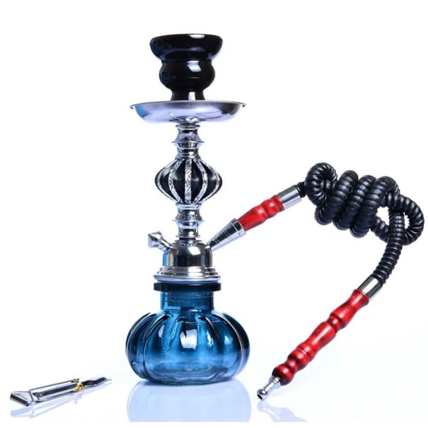 Haut de gamme de pipe à eau 11″ avec base en verre, bol en céramique 6×5 cm, structure en métal pour fumer du tabac 1