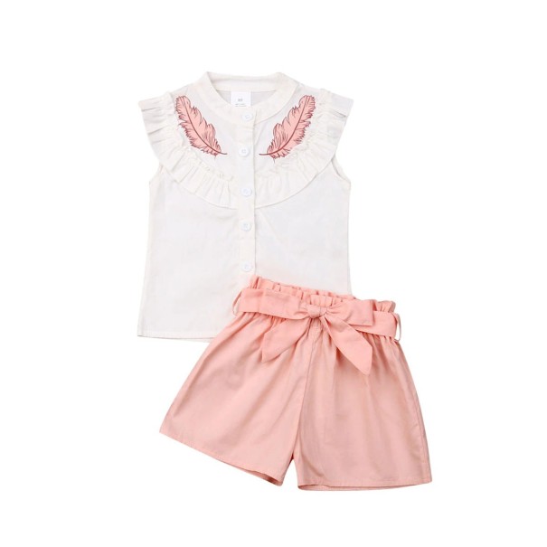 Haut et short pour filles L1088 rose 4
