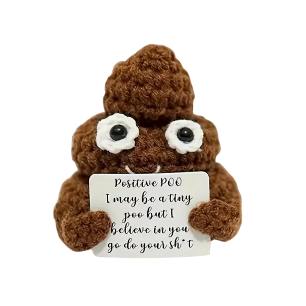 Havainha de croché com sorriso 6 x 7 cm Para energia positiva Decoração artesanal com frase engraçada Presente original para o interior 1