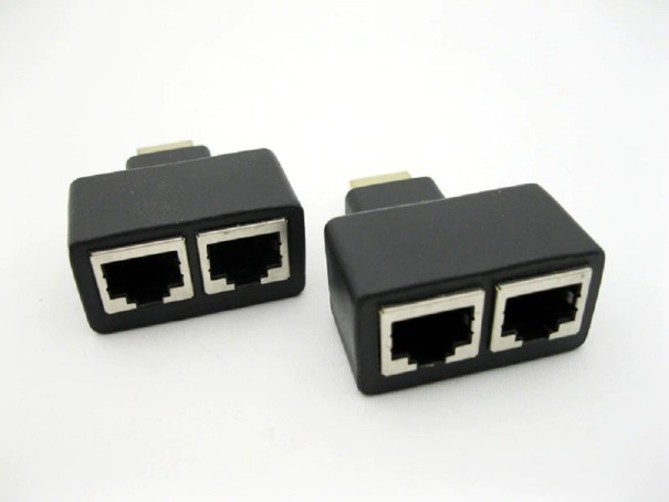 HDMI dobbelt RJ45 portforlænger op til 30 m 2 stk. 1